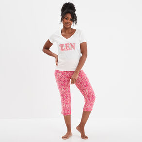Ensemble pyjama corsaire et t-shirt rose fushia femme