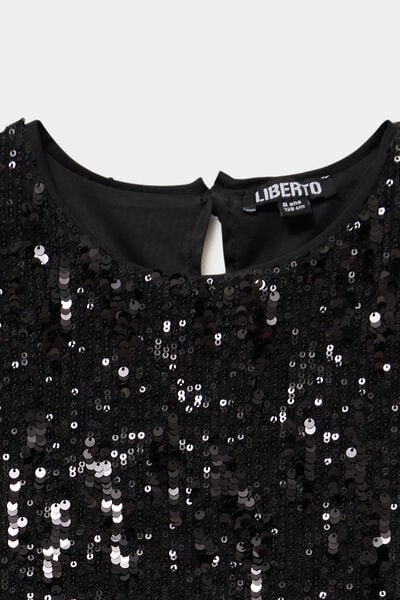 Combinaison pantalon &agrave; paillettes noir fille
