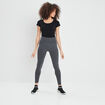 Legging taille haute côtelé gris foncé femme