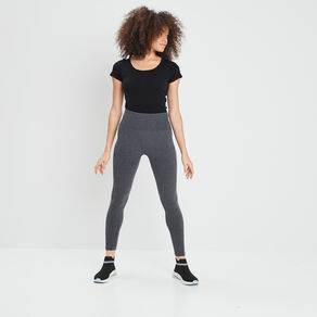 Legging taille haute côtelé gris foncé femme