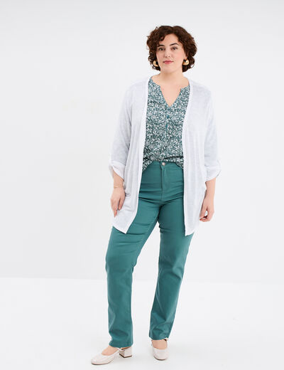 Pantalon straight taille haute Modavista vert foncé femme grande taille