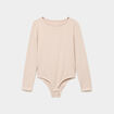 Body ajust&eacute; manches longues beige femme