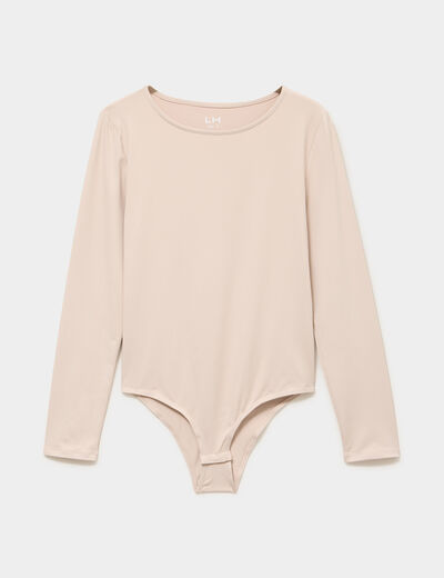 Body ajust&eacute; manches longues beige femme