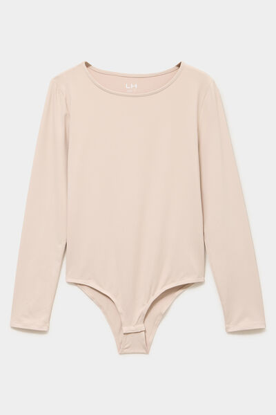 Body ajust&eacute; manches longues beige femme