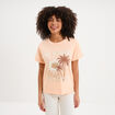 T-shirt manches courtes coton orange fluo femme