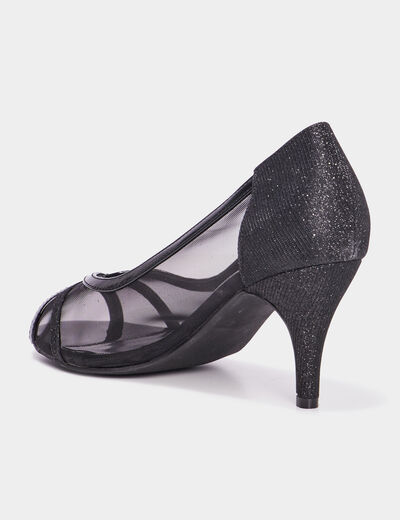 Escarpins talons et mesh Mosquitos noir femme
