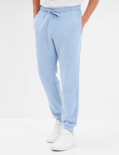 Pantalon jogging droit molleton bleu ciel homme