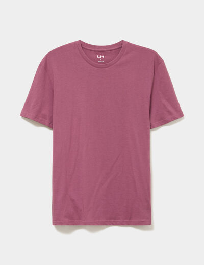T-shirt droit en coton manches courtes mauve homme
