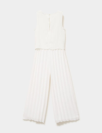 Combinaison pantalon fluide pliss&eacute;e ivoire fille