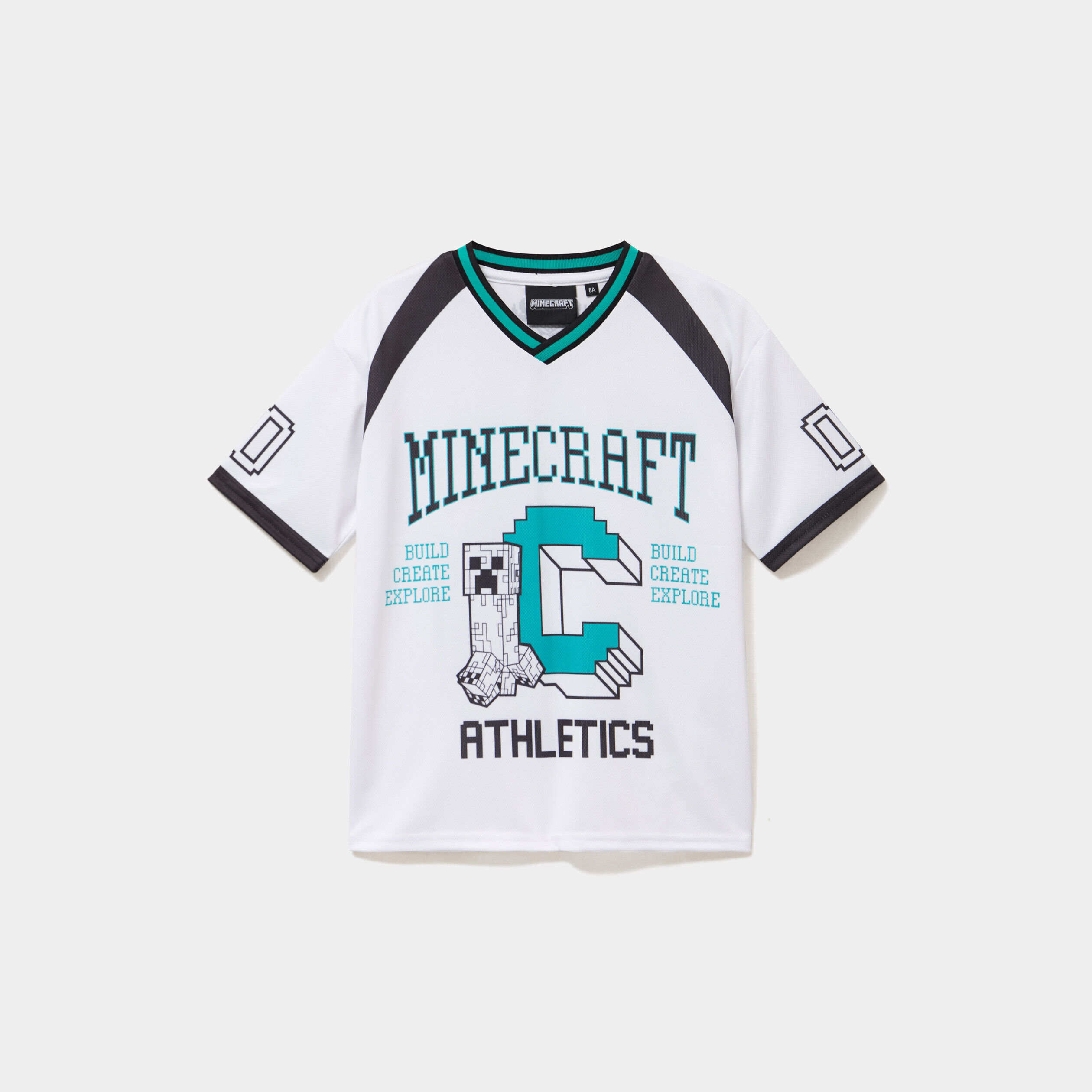 T-shirt col en V Minecraft blanc garçon