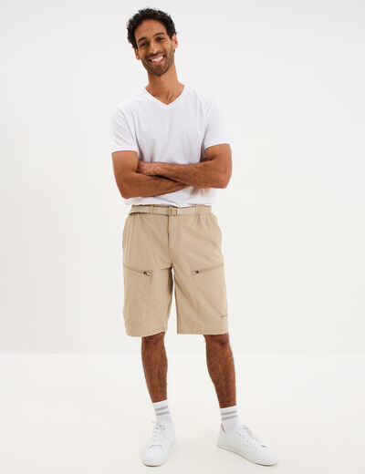 Short de randonn&eacute;e respirant beige homme