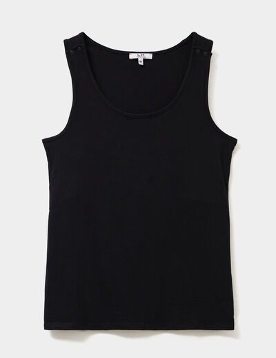 D&eacute;bardeur allaitement col rond stretch noir femme maternit&eacute;