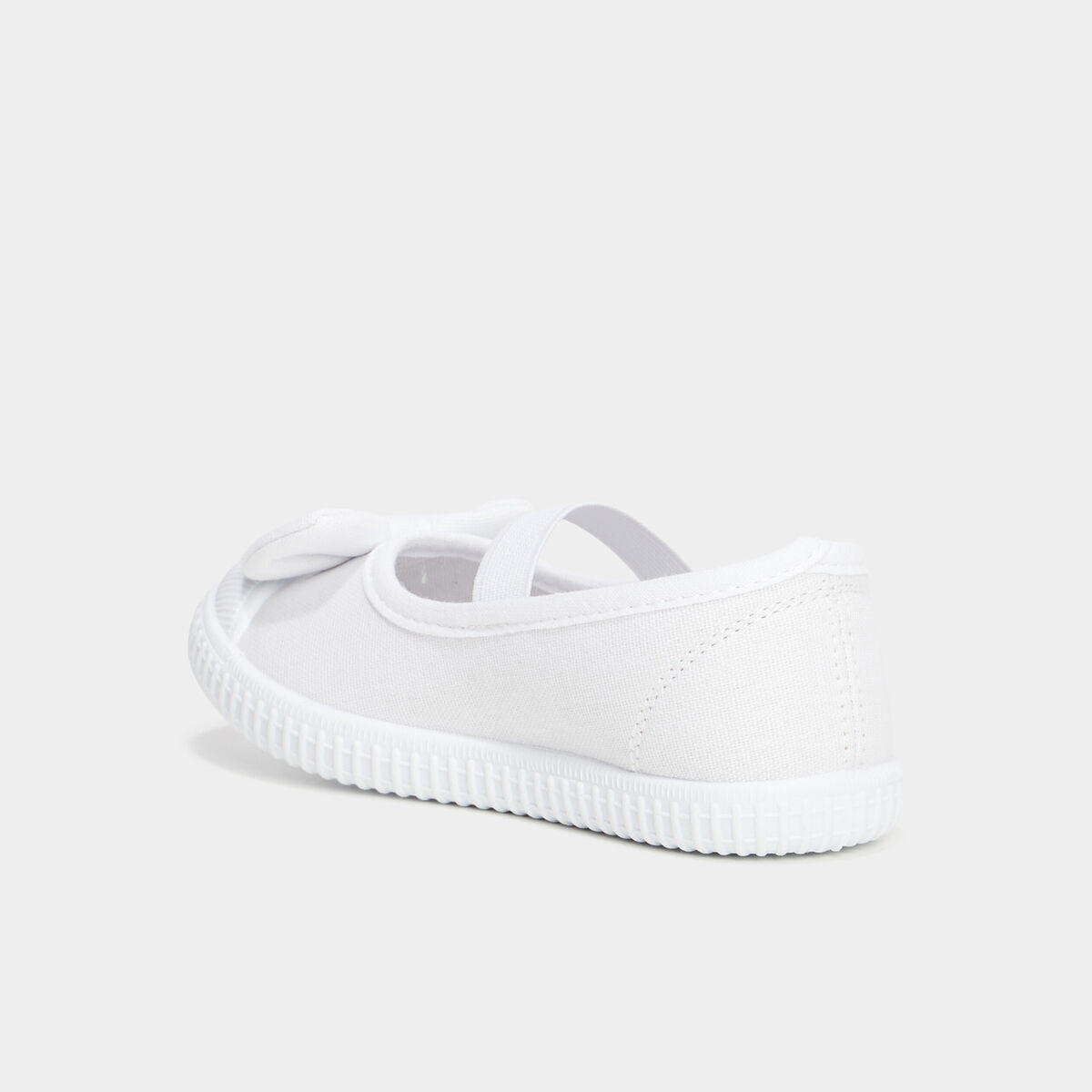 Ballerines toile &agrave; noeuds bout renforc&eacute; blanc fille