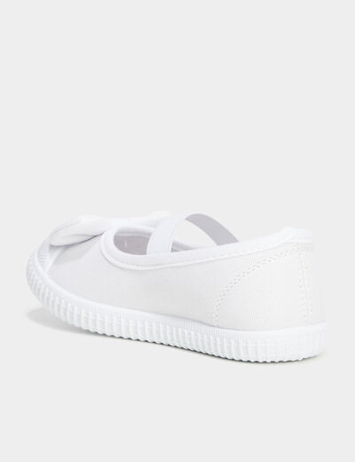 Ballerines toile &agrave; noeuds bout renforc&eacute; blanc fille