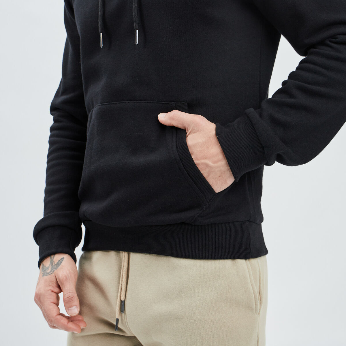 Sweat molleton &agrave; capuche hoodie noir homme