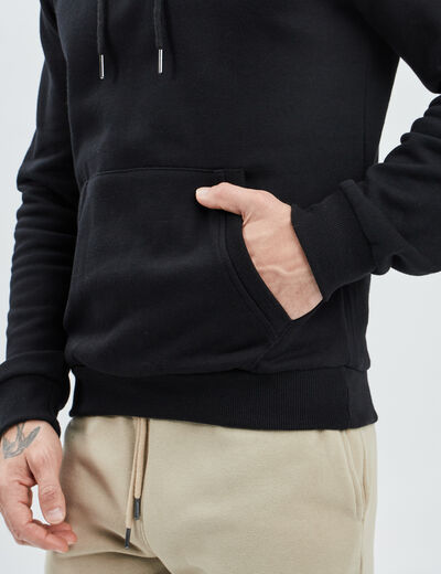 Sweat molleton à capuche hoodie noir homme