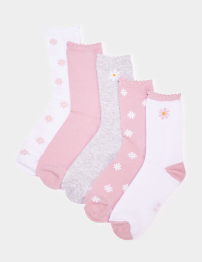 Lot 5 paires chaussettes coton parme femme