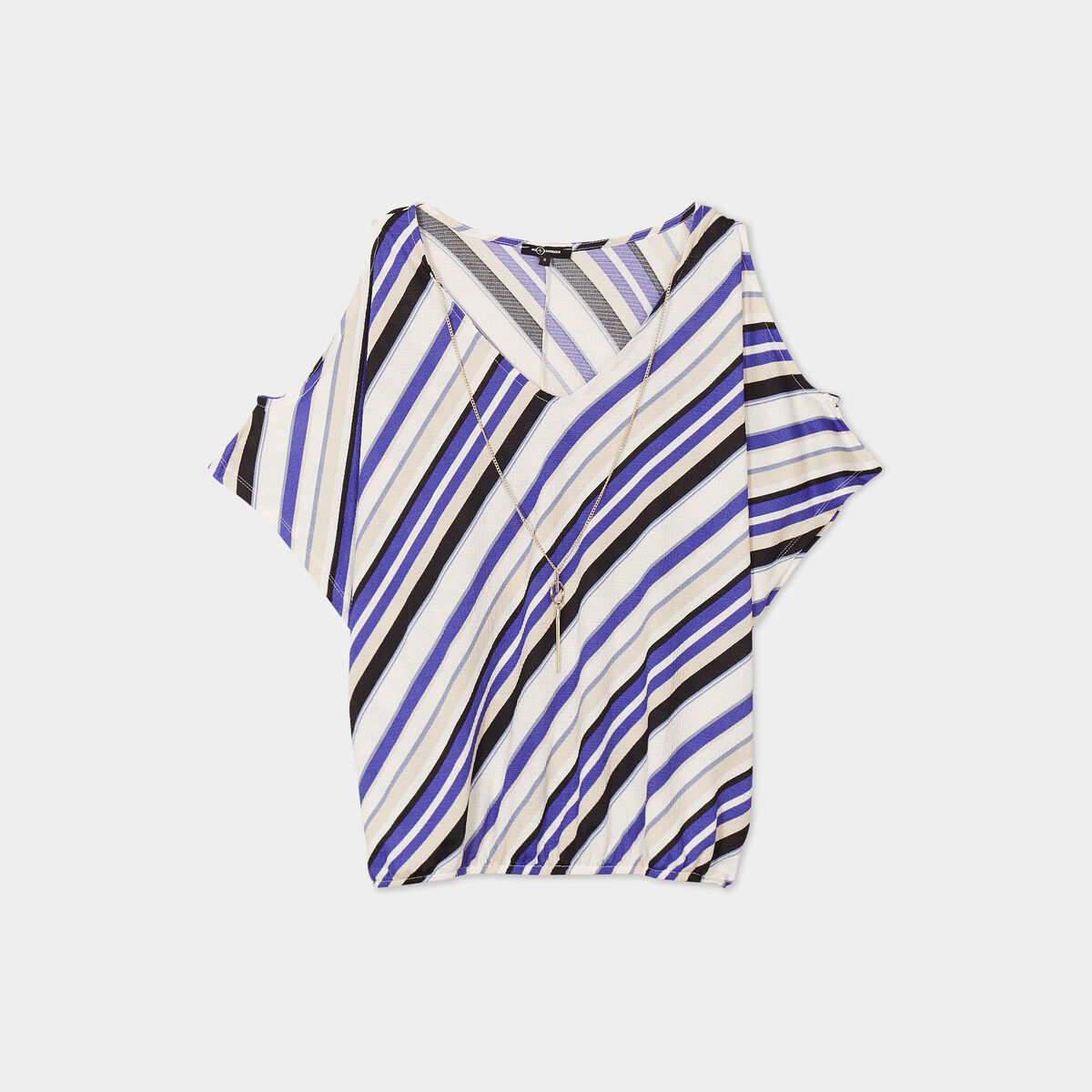 T-shirt détail bijou manches courtes ecru femme