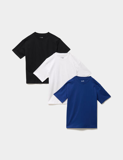 Lot 3 t-shirts manches courtes coton blanc gar&ccedil;on