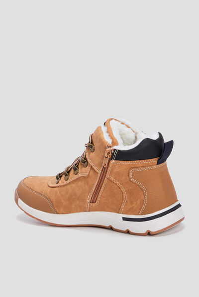 Baskets montantes zippées Creeks beige garçon