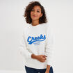 Sweat molleton col rond manches longues blanc femme