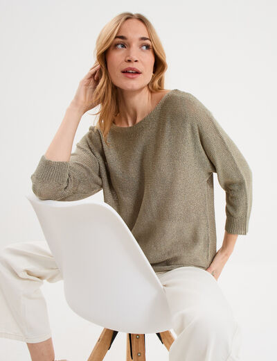 Pull manches longues vert kaki femme