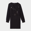 Robe droite col croisé zippé Mosquitos noir femme