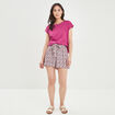 T-shirt manches courtes effet macramé violet femme