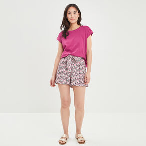 T-shirt manches courtes effet macramé violet femme