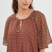 Blouse col tunisien avec cordons rose fushia femme