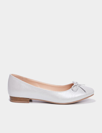 Ballerines à bouts carrés gris argent femme