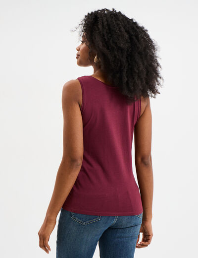 Débardeur bretelles larges coton bordeaux femme