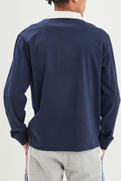Polo manches longues Creeks bleu marine homme