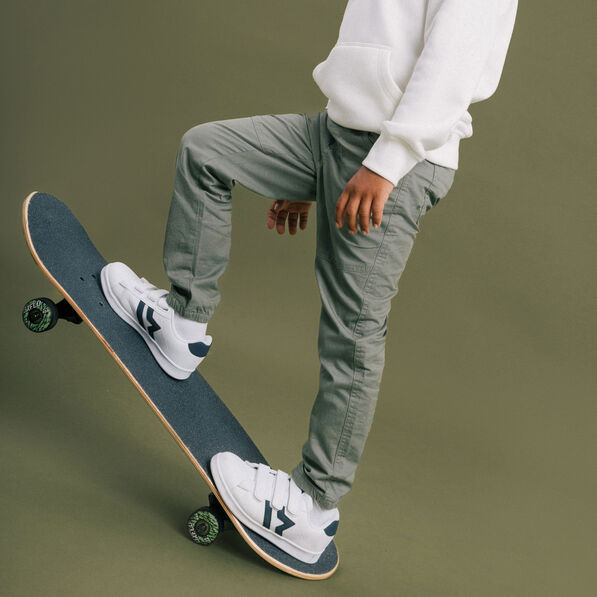 pantalon regular taille elastiquee coton vert kaki garcon Pantalon regular taille élastiquée coton vert kaki garçon