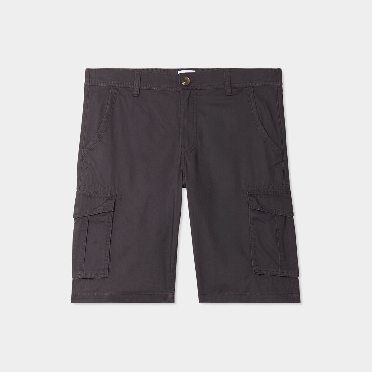 Bermuda short cargo poches &agrave; rabat coton gris fonc&eacute; homme