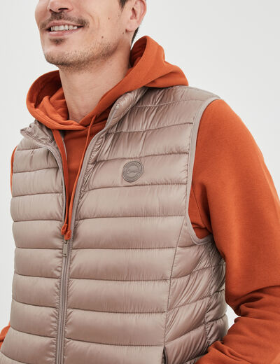 Doudoune légère déperlante sans manches taupe homme