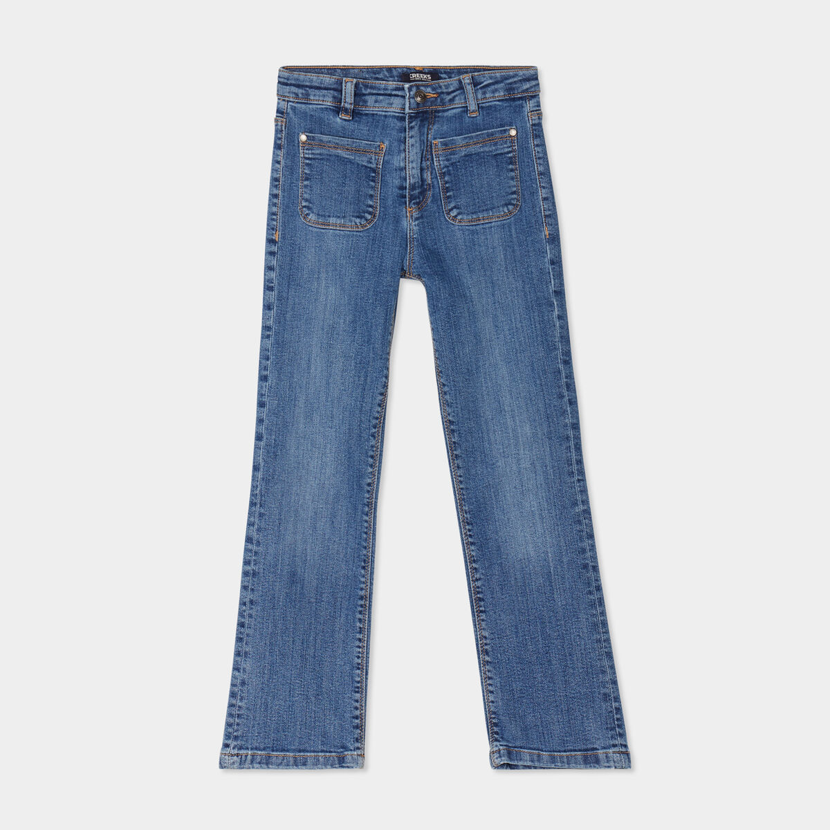 Jeans bootcut poches plaquées Creeks denim stone fille