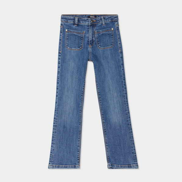 Jeans bootcut poches plaquées Creeks denim stone fille