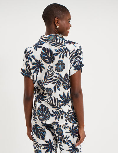 Chemise nou&eacute;e manches courtes gaze coton ecru femme