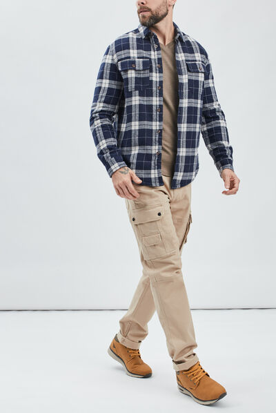 Pantalon cargo regular ceinturé sable homme