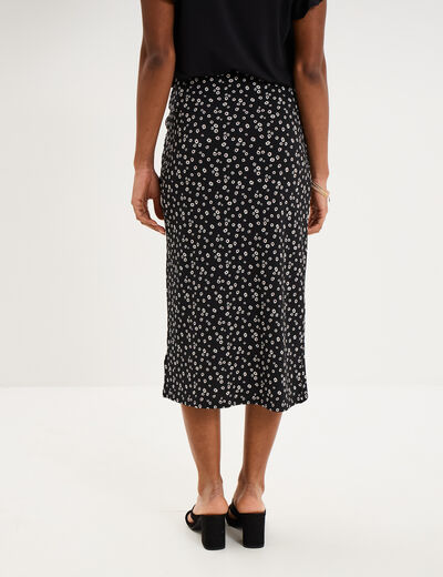 Jupe longue portefeuille stretch noir femme