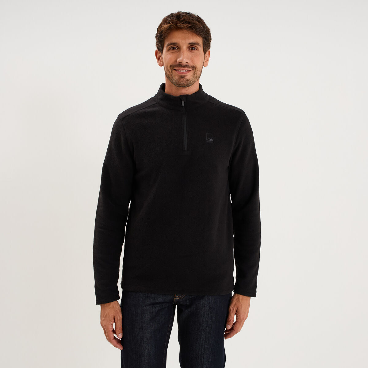 Sweat polaire col camionneur noir homme