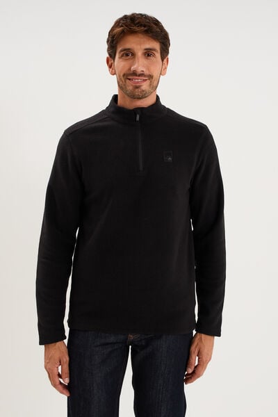Sweat polaire col camionneur noir homme