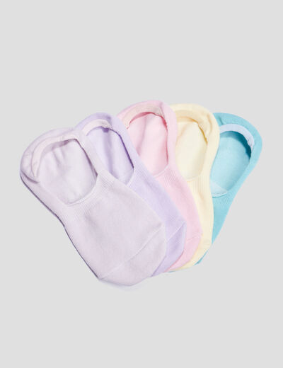 Lot 5 paires chaussettes invisibles multicolore femme
