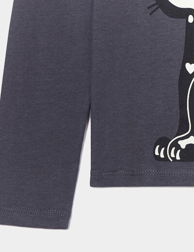 Ensemble t-shirt coton masque halloween gris foncé fille