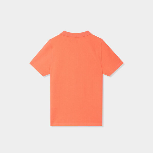 polo manches courtes a detail brode rouge corail garcon Polo manches courtes à détail brodé rouge corail garçon