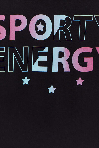 Robe sweat à capuche droite coton noir fille