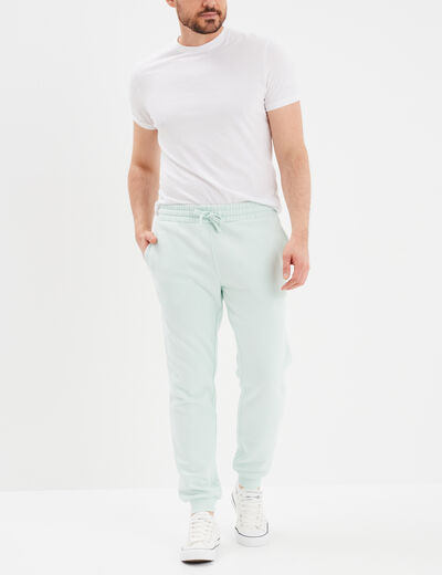 Pantalon jogging droit molleton vert pastel homme