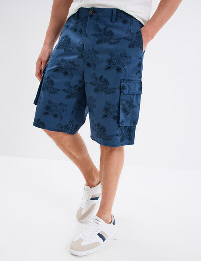 Bermuda cargo coton bleu foncé homme