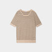 Pull manches courtes col rond beige femme